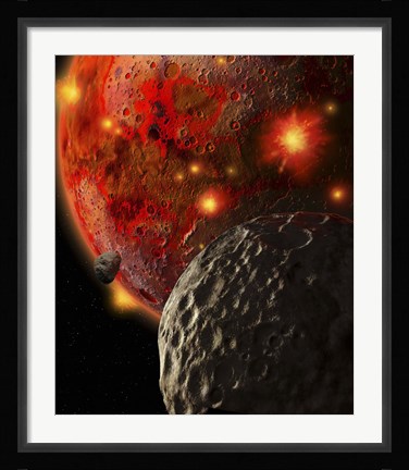 Framed Asteroid Impacts Early Earth Print