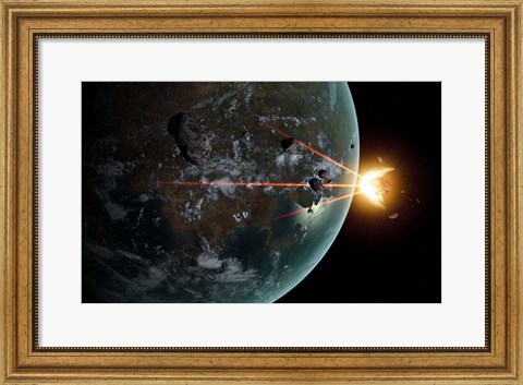 Framed Laser Anti-Asteroid Defense System Print