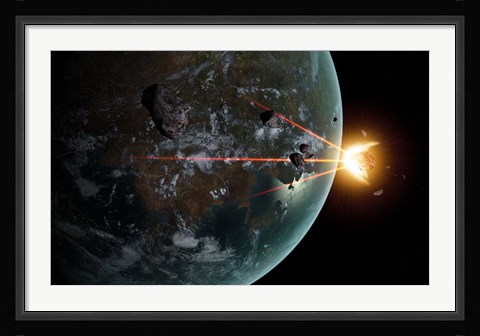 Framed Laser Anti-Asteroid Defense System Print