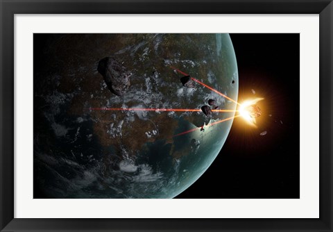 Framed Laser Anti-Asteroid Defense System Print