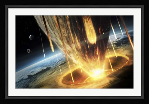 Framed Giant Asteroid collides with the Earth Print