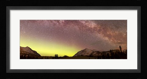 Framed Aurora borealis, Comet Panstarrs and Milky Way Print
