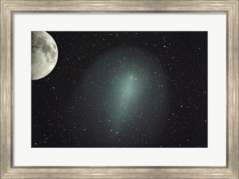 Framed Size of Comet Holmes in comparison with the Moon Print