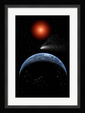 Framed Comet passing the Earth Print