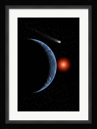 Framed Comet passing the Earth on its journey around the Sun Print