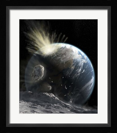 Framed catastrophic Comet impact on Earth Print