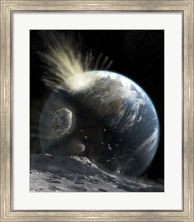 Framed catastrophic Comet impact on Earth Print