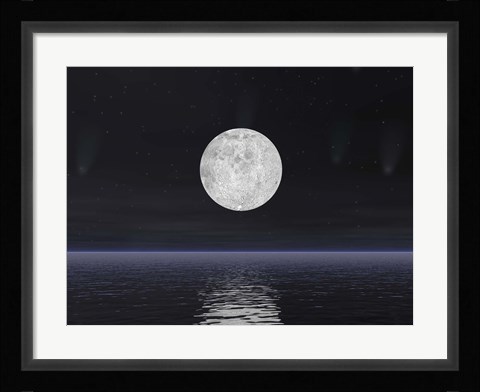 Framed Stars and Comets over the Ocean Print