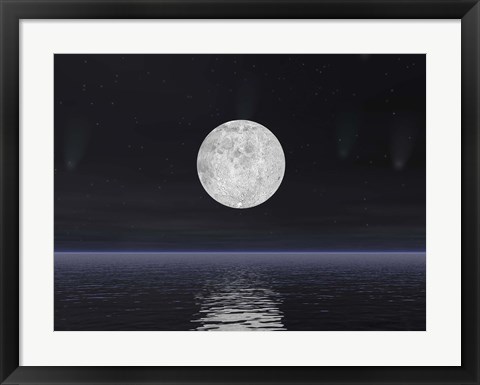 Framed Stars and Comets over the Ocean Print