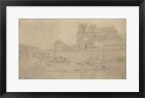 Framed Notre-Dame View Of The Docks In The South, 19th Century Print