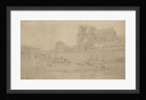 Framed Notre-Dame View Of The Docks In The South, 19th Century Print