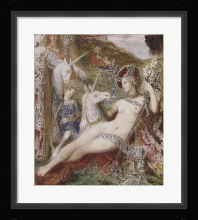 Framed Unicorns, 1885 Print