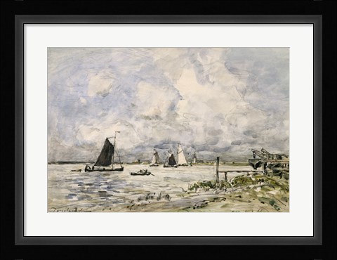 Framed Pier On The Scheldt, 1866 Print