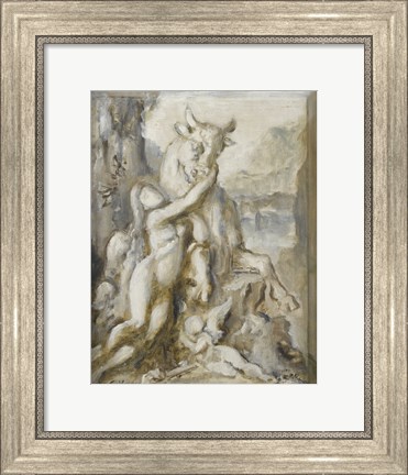 Framed Pasiphae, Grisaille, 19th Century Print