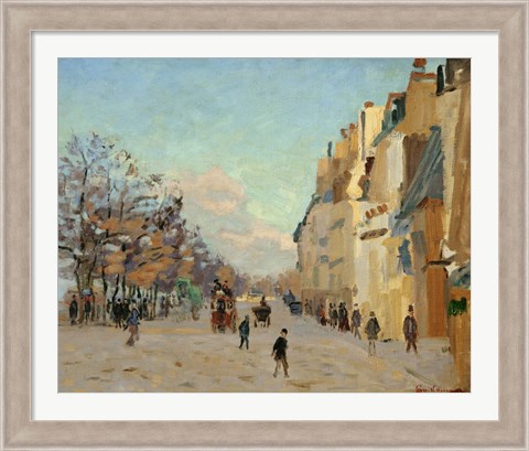 Framed Quai De La Gare, Snow, 1880 Print
