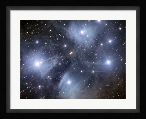 Framed Pleiades, an open cluster of stars in the Constellation Taurus Print