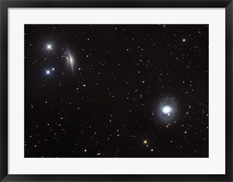 Framed Spiral galaxies NGC 1068 and NGC 1055 located in the Constellation Cetus Print