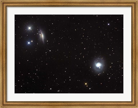 Framed Spiral galaxies NGC 1068 and NGC 1055 located in the Constellation Cetus Print