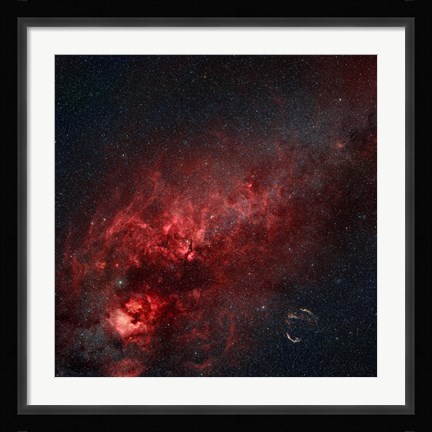 Framed Constellation Cygnus with multiple nebulae visible Print