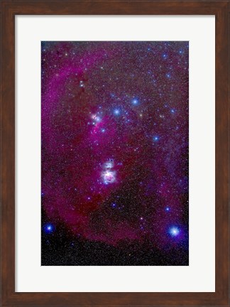 Framed Orion Nebula, Belt of Orion, Sword of Orion and Nebulosity Print
