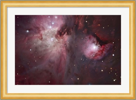 Framed view of the Trapezium region, which lies in the heart of the Orion Nebula Print