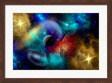 Framed Galaxy  featuring planets, galaxies and Nebulae Print
