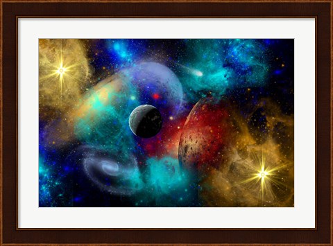 Framed Galaxy  featuring planets, galaxies and Nebulae Print