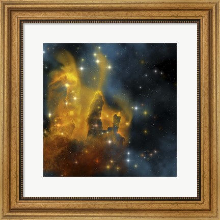 Framed colorful Nebula shines bright with star making in its clouds Print