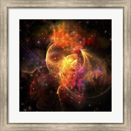 Framed emission Nebula out in space forming stars and galaxies Print
