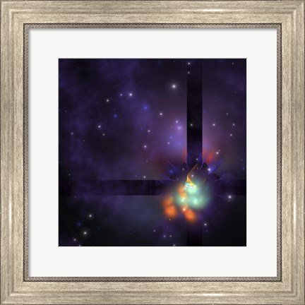 Framed Cosmic star birth from a ball of Gases and Nebular dust Print