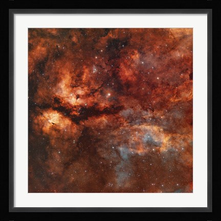 Framed IC 1318 and the Butterfly Nebula around star Gamma-Cygni Print