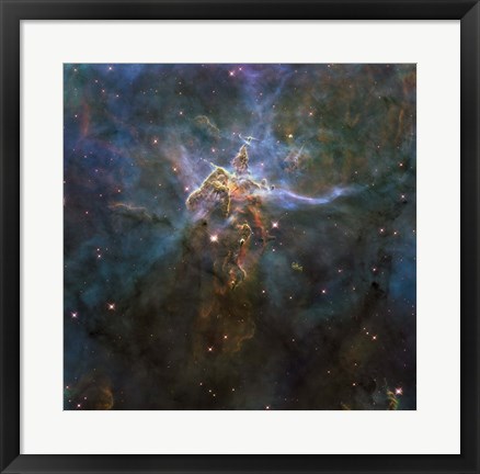 Framed Carina Nebula Star-Forming Pillars and Herbig-Haro Objects with Jets Print