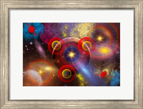 Framed Planets and stars mixed together in an ever-changing Nebula Print