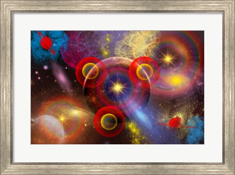 Framed Planets and stars mixed together in an ever-changing Nebula Print
