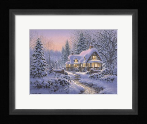 Framed Winter's Blanket Wouldbie Cottage Print