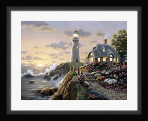 Framed Lighthouse Cottage Print