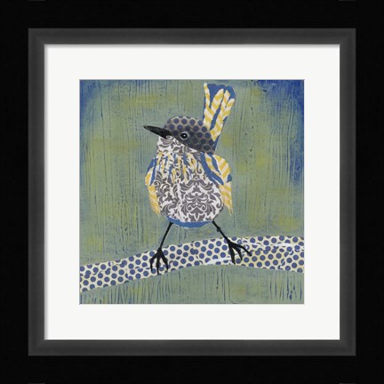 Framed Patchwork Wren I Print