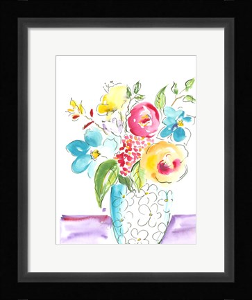 Framed Flower Burst Vase I Print