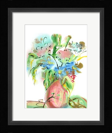 Framed Flower Burst Vase II Print