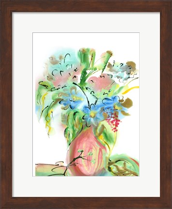 Framed Flower Burst Vase II Print