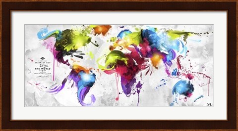 Framed Abstract Map - World Print