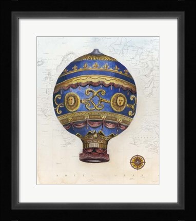 Framed Vintage Hot Air Balloons V Print