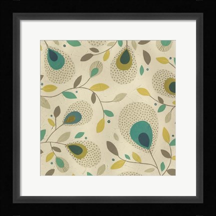 Framed Peacock Blooms II Print