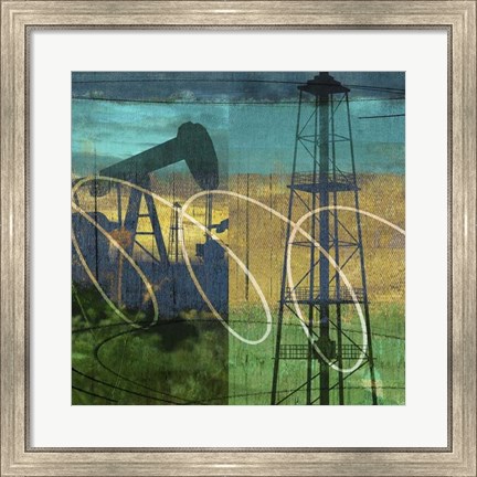 Framed Oil Rig &amp; Oil Well Collage Print