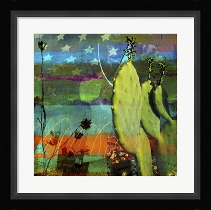 Framed Cactus &amp; Flag Collage Print