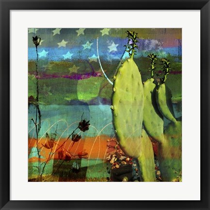 Framed Cactus &amp; Flag Collage Print