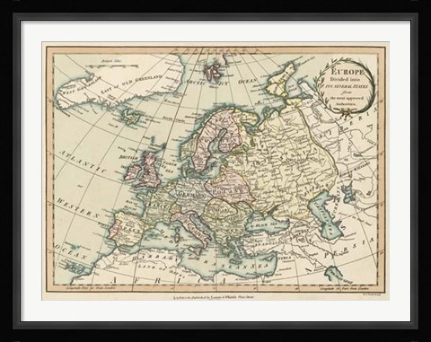 Framed Historic Map of Europe Print