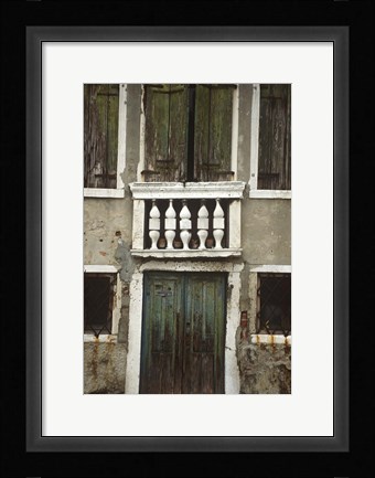 Framed Venice Green Windows Print