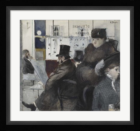 Framed Interior Of The Cafe Nouvelle Athenes Print