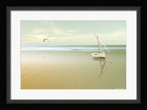 Framed Soft Sunrise on the Beach 1 Print